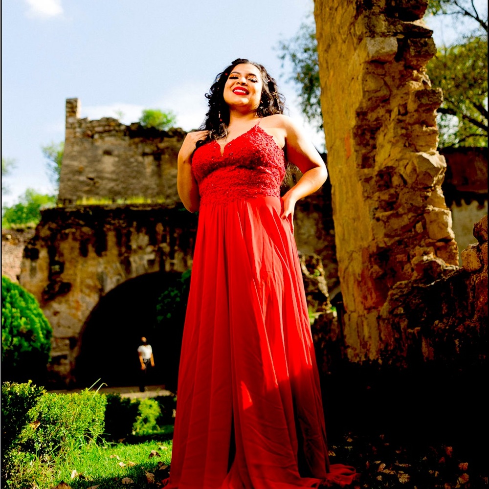 Red evening gown